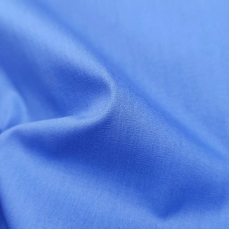 Blue cotton poplin fabric detail