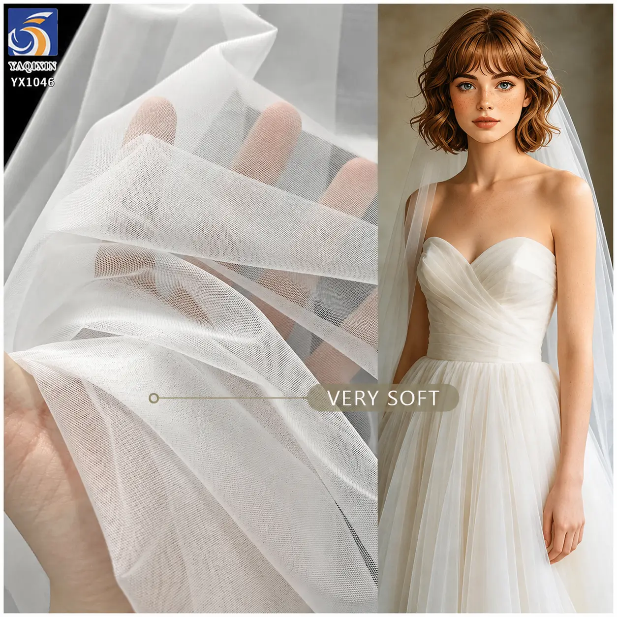 YX1046 soft white 20D nylon plain tulle fabric