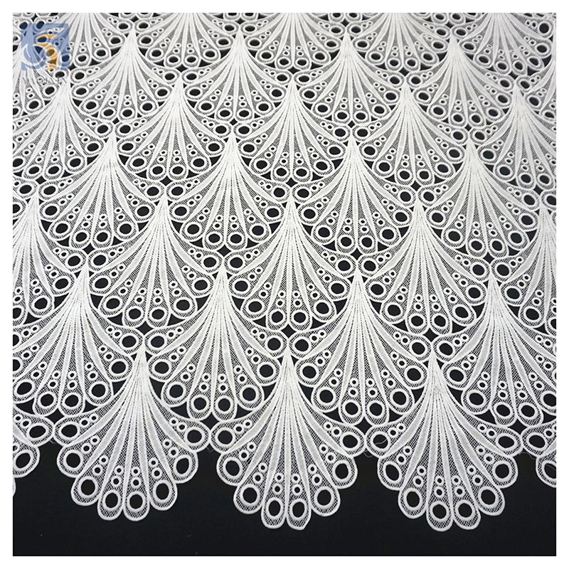 White eyelet embroidery lace close-up