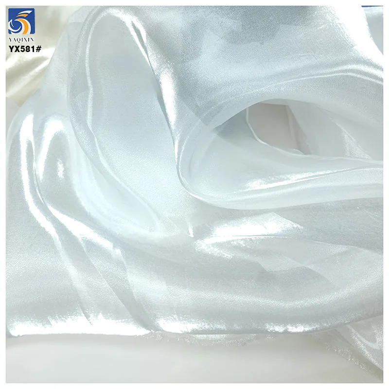 Silver white liquid organza texture