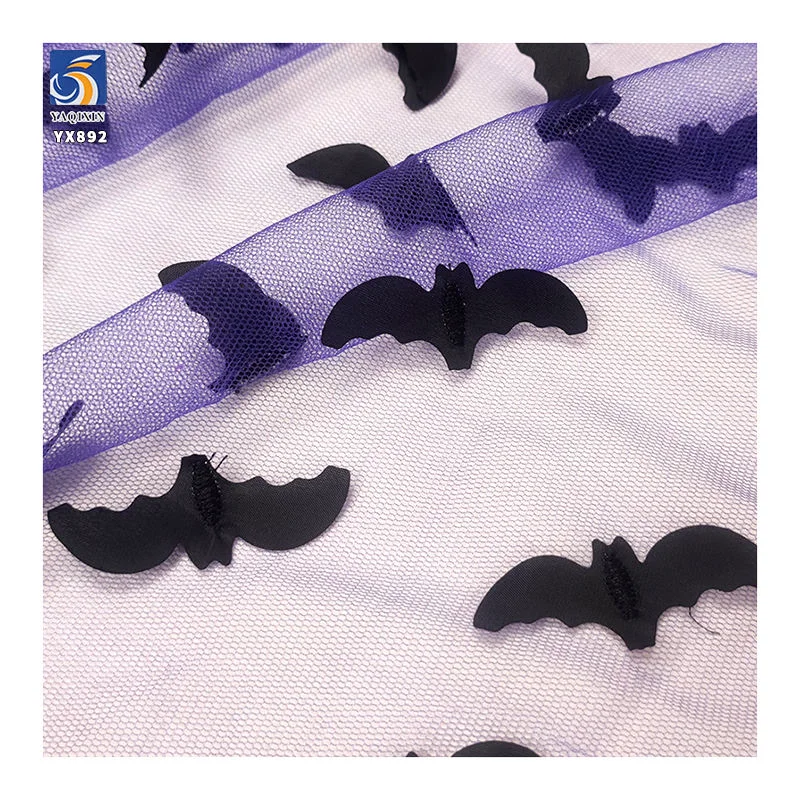 Purple black bat holiday tulle close-up